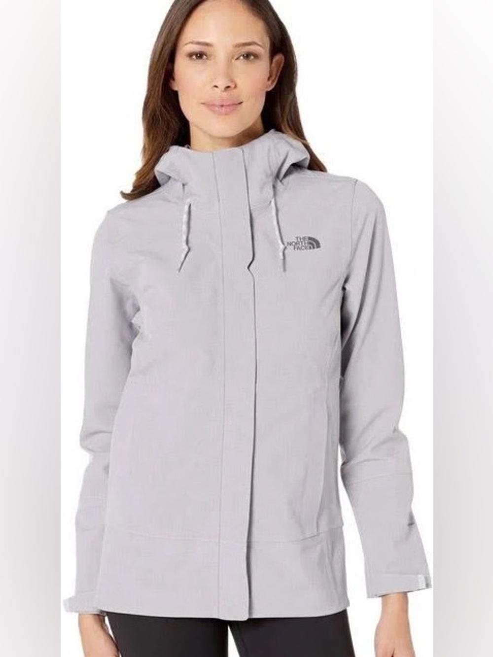 North Face Light Gray Hooded Rain Jacket